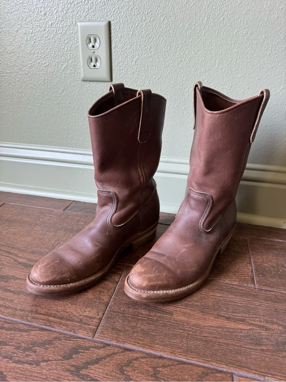 Red Wing Pecos Leather Pull-On Work Boots Heritage Nailseat Mens Size 8b great c